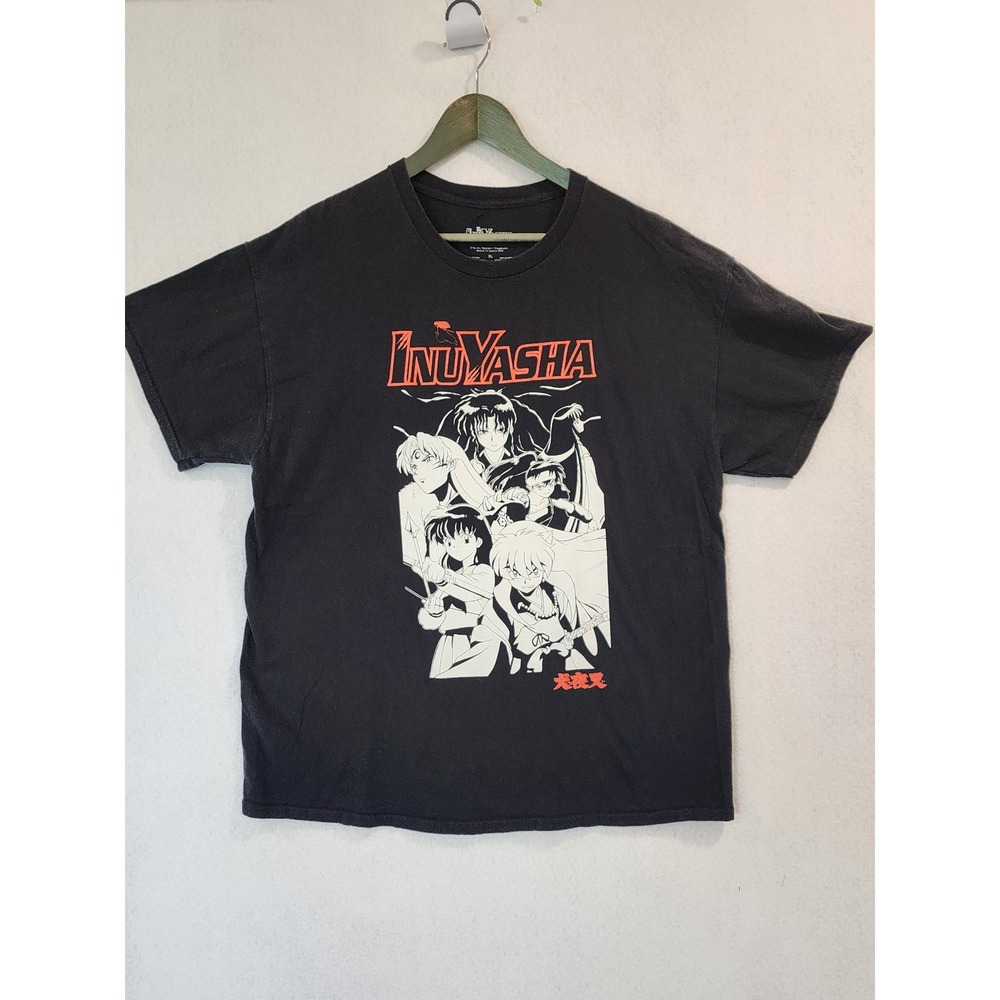 Inuyasha Anime Graphic T-Shirt Mens XL Black Short Sleeve Rumiko Takahashi 2009